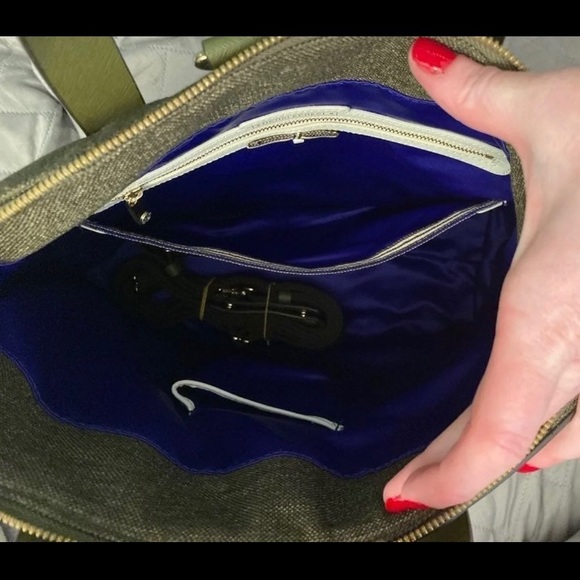 Rare! NWOT Henri Bendel Lrg JetSetter Olive Tweed - Picture 5 of 11